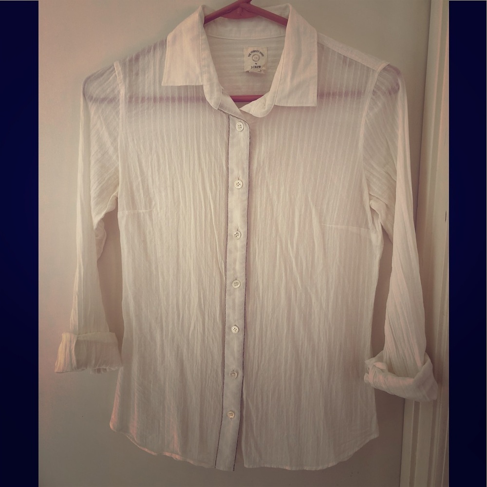 J CREW White sheet button up